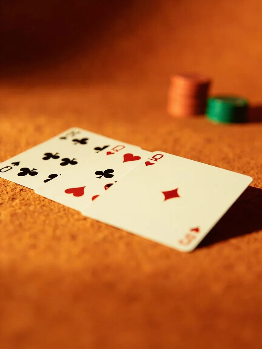 Editorial close-up of a pure sequence of cards arranged on a felt table.